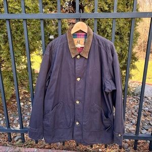 American Eagle Outfitters Vintage Corduroy/Canvas Barn Coat Navy Large